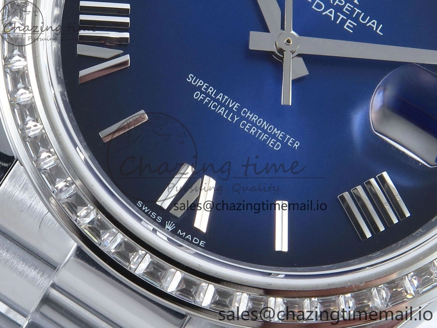 MiroTime 0409 Seasonal DayDate 40 SS QF 1:1 Best Edition Blue Black Dial Diamonds Bezel on President Bracelet A2836 V5 (Gain Weight) 482